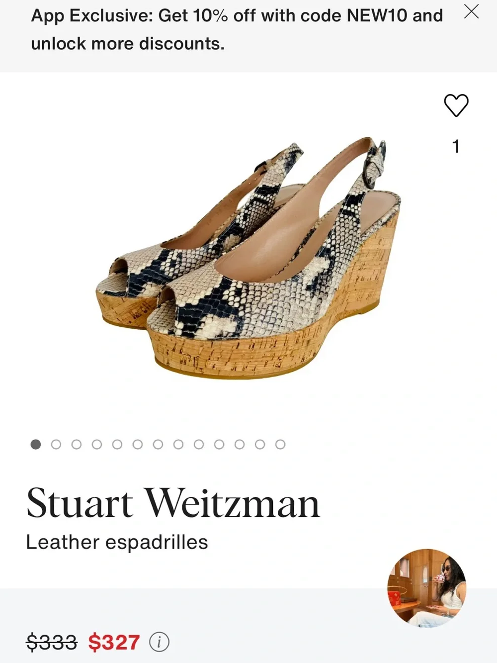 Stuart Weitzman Black & Cream Jane Snake-Print Cork Platform Sandals size 91/2 M